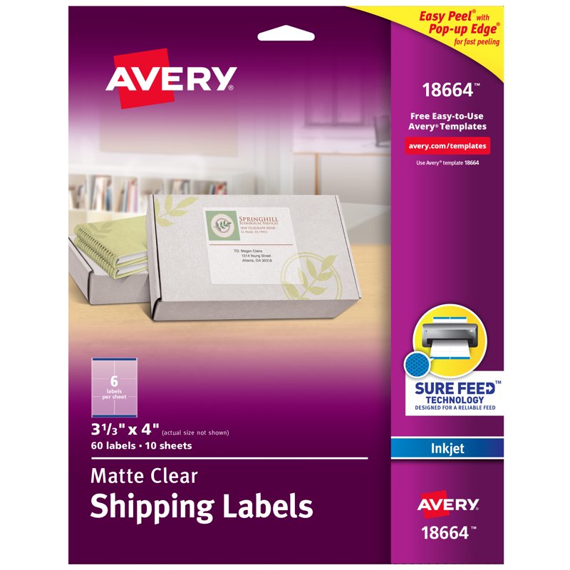 Clear Shipping Labels 60 Pack - Matte Permanent Address Labels for Packaging