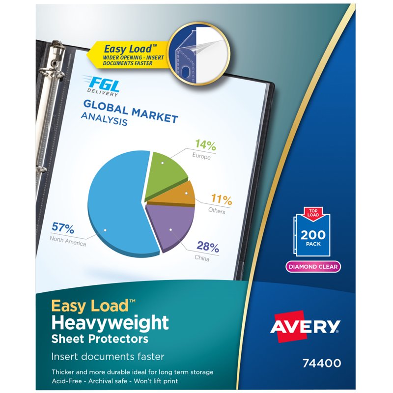 Heavyweight Clear Sheet Protectors for 3 Ring Binders, Pack of 200