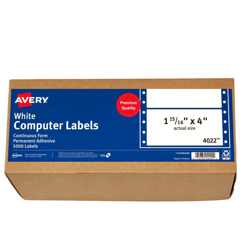 Avery Dot Matrix Labels 1-15/16 x 4 Inches 5,000 Count - Permanent Adhesive Shipping & Office Labels