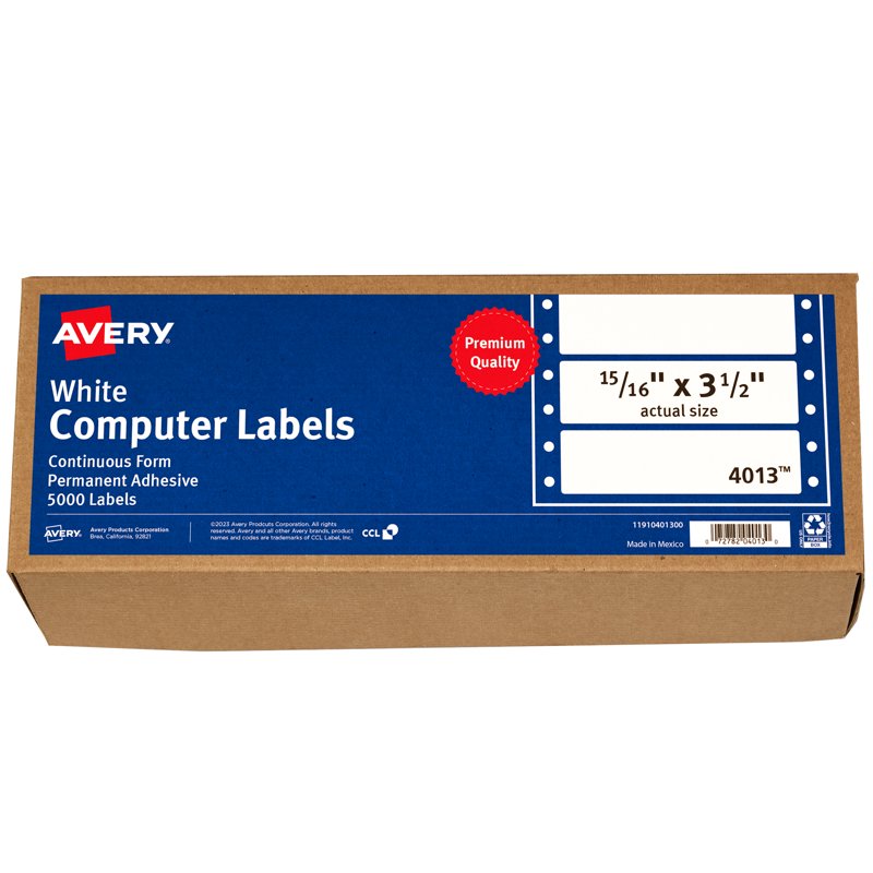 Large Quantity White Address Labels for Dot Matrix & Continuous Feed Printers