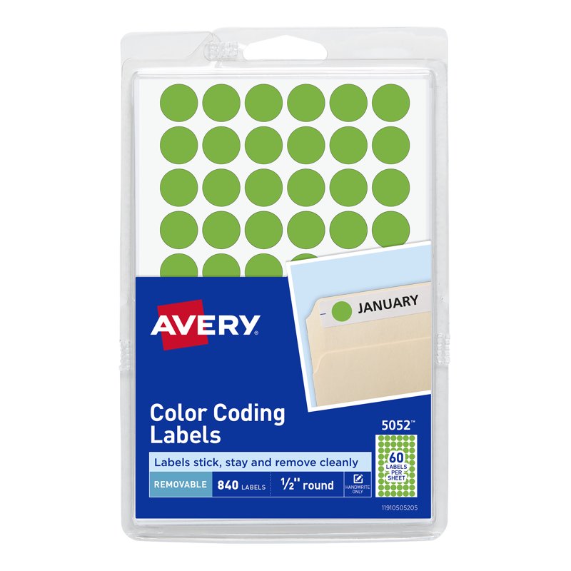 Neon Green 1/2-Inch Round Removable Labels for Organization, 840 Pack