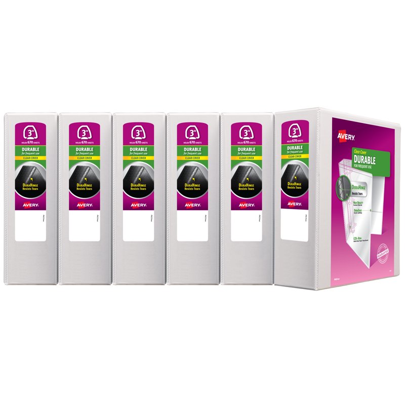 Durable 3-Inch Clear View 3-Ring Binder Set, Reinforced Office & School Organization