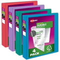 Durable View 1.5-Inch Colorful Binder Set - Tear-Resistant 3-Ring Binders, 4-Pack
