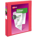 Durable View 1-Inch Binder with Clear Interior Pockets - Coral Pink