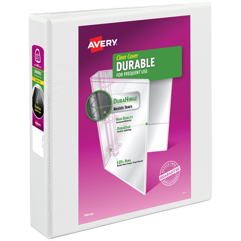 Durable 1.5-Inch View Binder with EZD Rings - White, Heavy-Duty Office & School Organizer