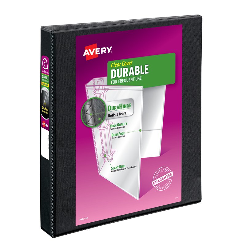 Durable View Binders with 1 Inch Rings - Black, 275 Sheet Capacity