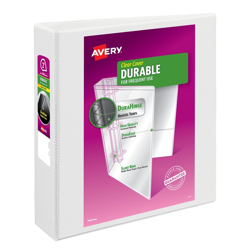 Durable View Binders with 2-Inch Rings - White, Pack of 1 or 12