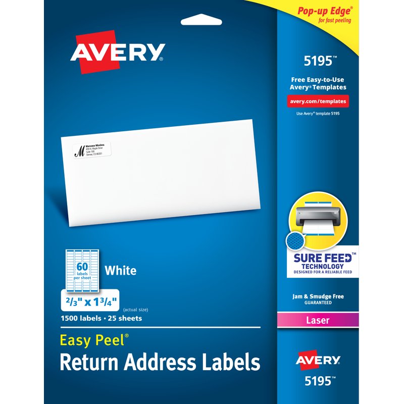 Bulk Address Labels 2/3x1-3/4 Inch - 1500 Laser Printer Stickers