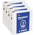 3-Inch Round Ring View Binders - White, 4 Pack for Office & School
