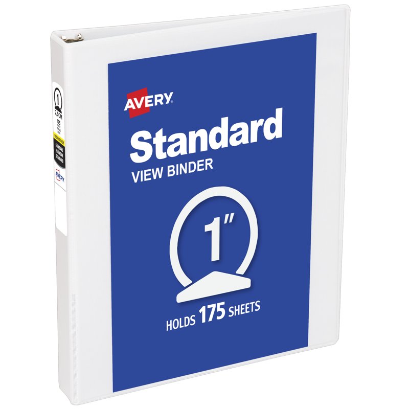 1-Inch Round Ring Binder for Office, School & Home, White 05711