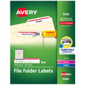 Self-Adhesive File Folder Labels 2/3 x 3-3/8 Inches White & Red Pack of 1500