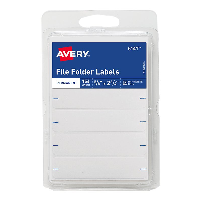 White File Folder Labels 5/8 x 2-3/4 Inch Permanent Self-Adhesive Pack of 156