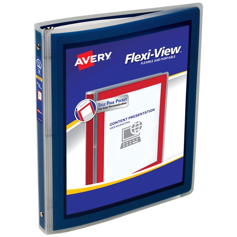 Avery Flexi-View 3 Ring Binder 1/2 Inch Blue Presentation Organizer