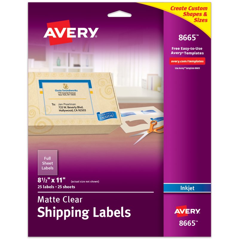 Full Sheet Shipping Labels - Matte Clear, 8.5x11, Customizable Pack