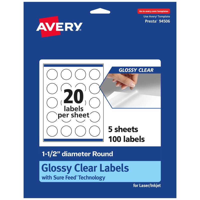 Glossy Clear Round Labels 1.5 Inch - Customizable Waterproof Stickers - Pack of 100+