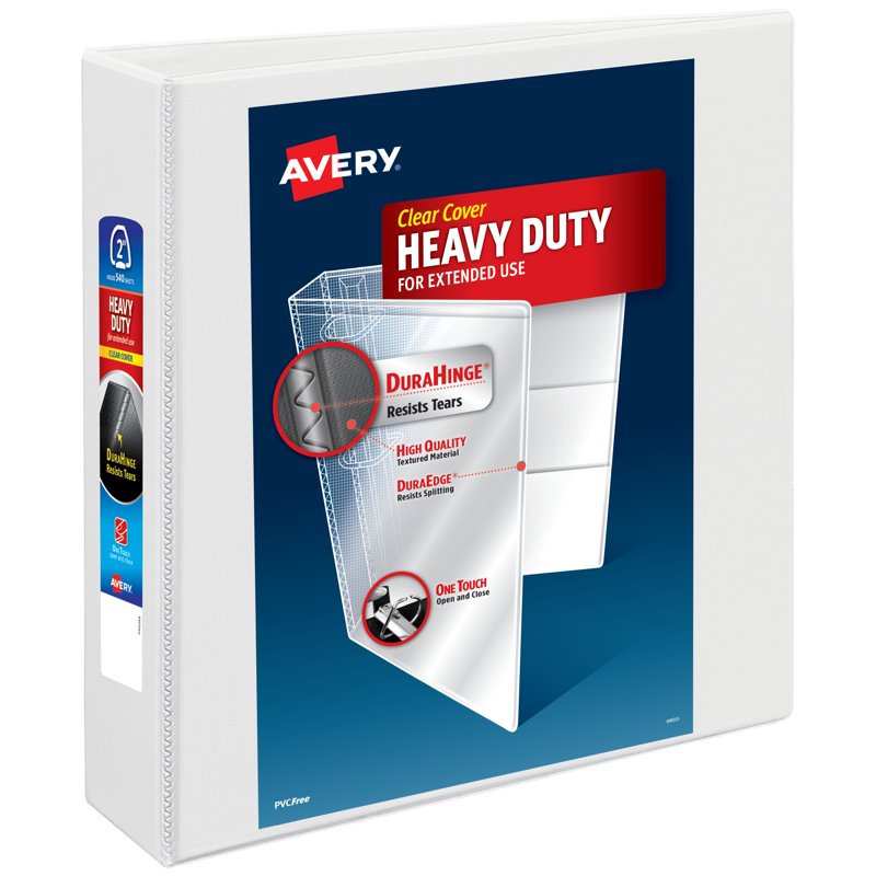 Heavy-Duty 2-Inch White Binder with EZD Rings - 540 Sheet Capacity