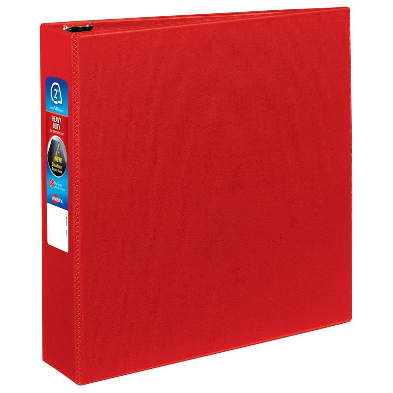 Heavy-Duty Binder with 2-Inch EZD Rings, 540 Sheets, DuraHinge, Red
