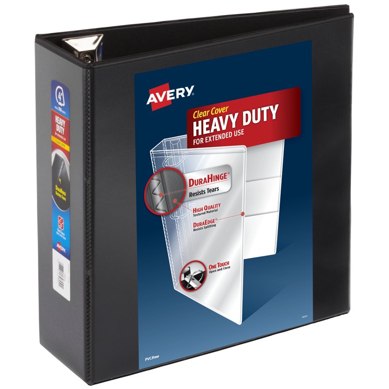 Heavy-Duty Binder with 4 Inch EZD Rings, Durable Office Organizer, Black