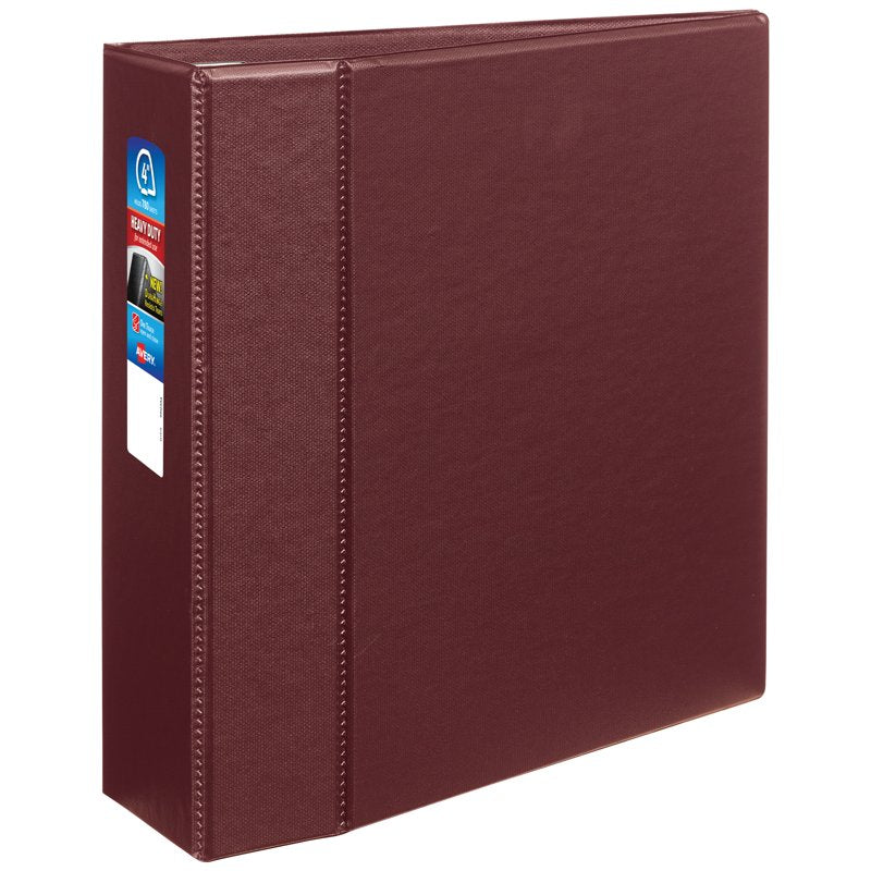 Heavy-Duty Maroon 4 Inch Binder with EZD Rings - Durable Office Organizer
