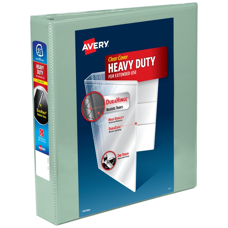 Heavy-Duty 1.5 Inch Binder - Pastel Sage Green, 375 Sheets, Durable 3-Ring Organizer