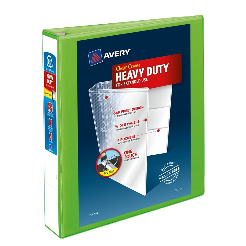 Heavy-Duty 1.5 Inch View Binder with EZD Locking Rings - Chartreuse