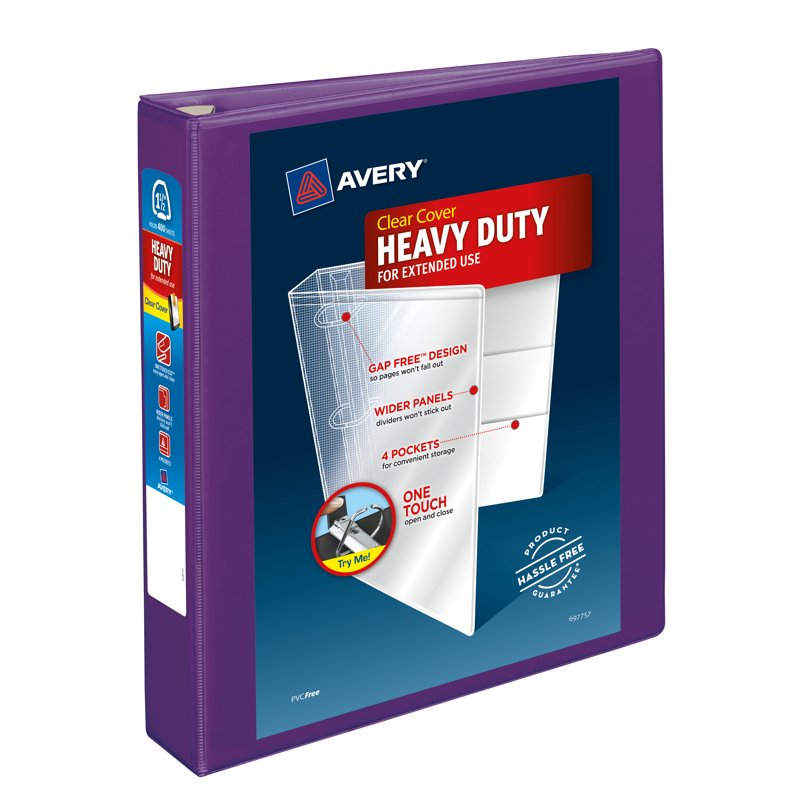 Heavy-Duty 1.5-Inch View Binder with EZD Locking Rings - Purple