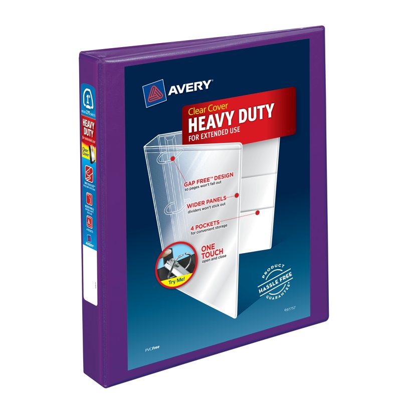 Heavy-Duty 3 Ring Binder with EZD Rings - Durable Purple Office Organizer