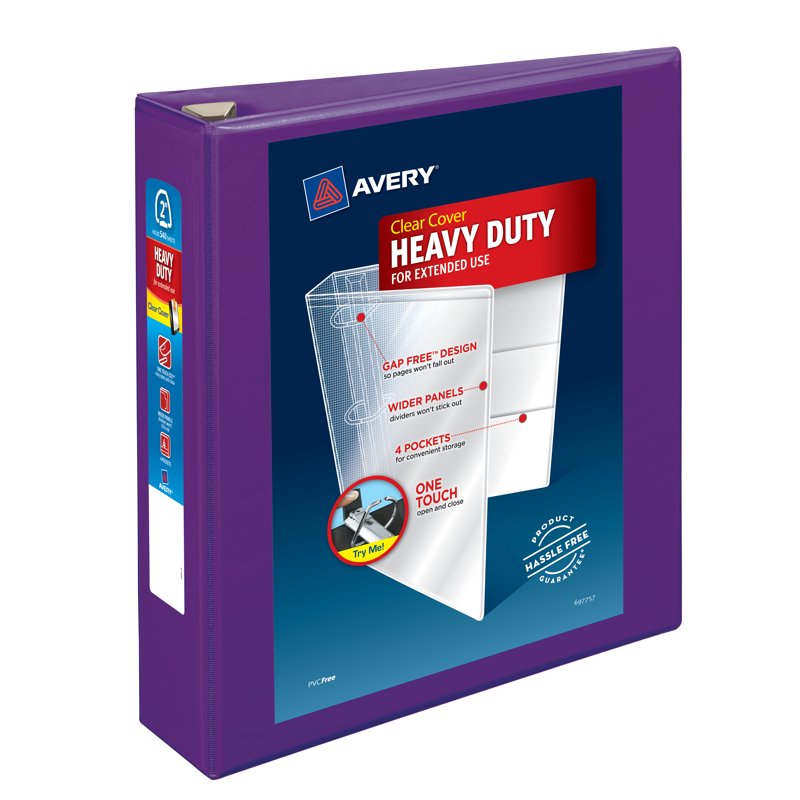 Heavy-Duty 2-Inch 3 Ring Binder - Purple, 540 Sheet Capacity, Durable Organization