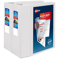 Heavy-Duty View 3 Ring Binder with EZD Rings - 5 Inch, Pack of 2, White