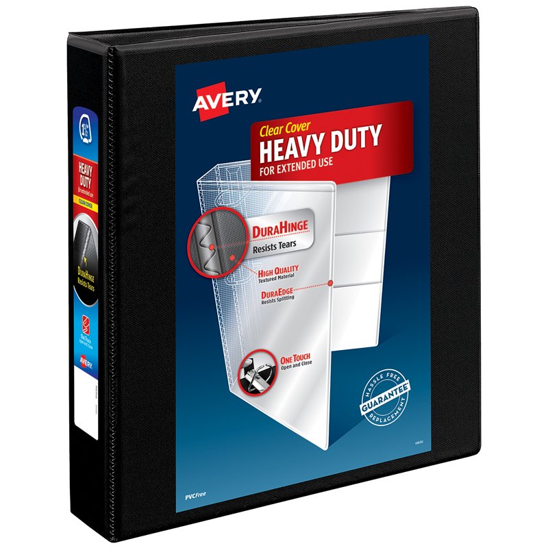 Heavy-Duty View Binder with 1.5 Inch Slant Rings - Black, Archival Safe