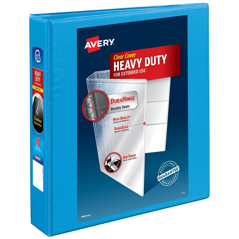 Heavy-Duty View Binder with One Touch Slant Rings 1.5 Inch Capacity Blue