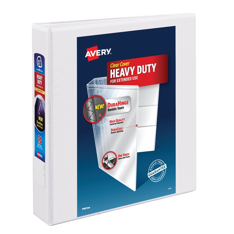 Heavy Duty View Binder with One-Touch Slant Rings - 1.5 Inch Capacity, White