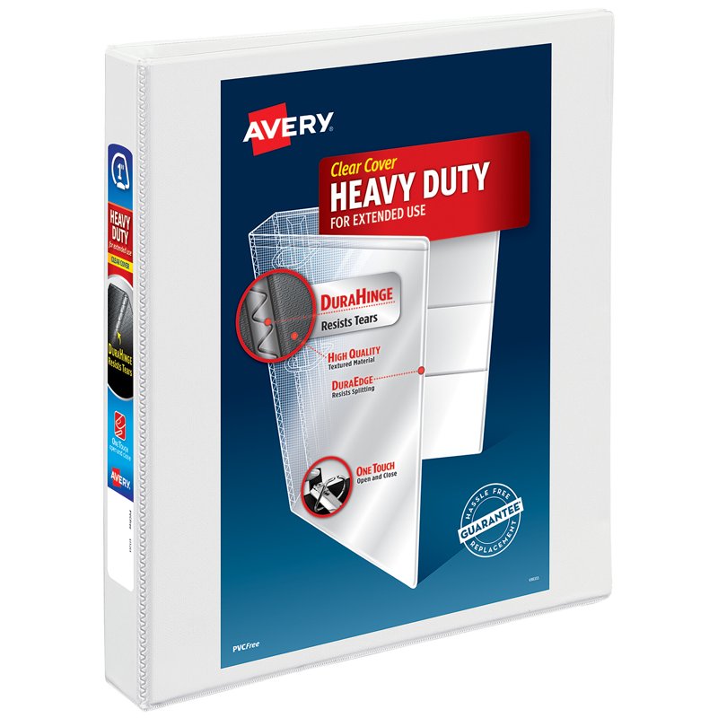 Heavy-Duty View Binder with Slant Rings - 1 Inch White, Archival Safe