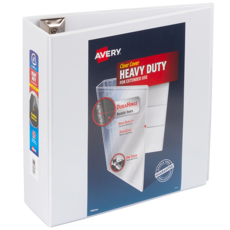 Heavy Duty View Letter Size 4-Inch Slant Ring Binder - White, 1 Pack
