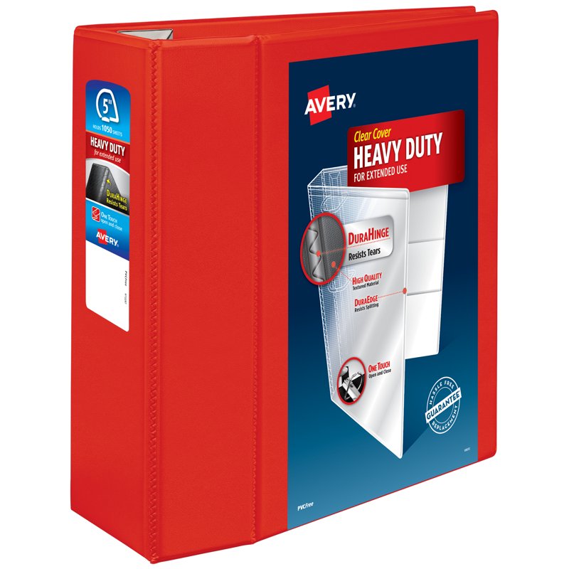 Heavy-Duty View Binder with 5 Inch Rings - Color-Coded, Customizable, 1-2 Pack