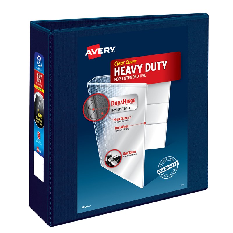 Heavy-Duty 3-Inch View Binder with EZD Rings - Navy Blue, 670 Sheets