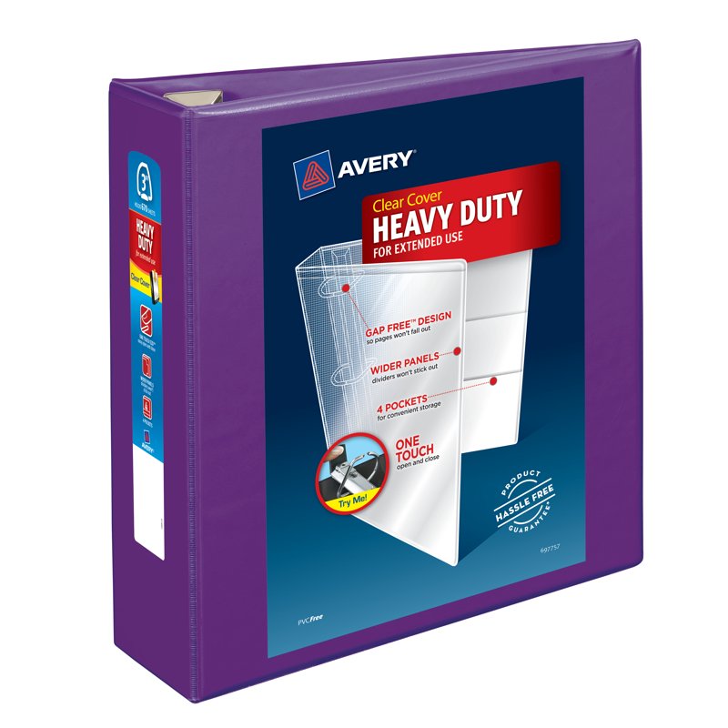 Heavy-Duty 3-Inch Binder in Purple - Durable Office & School Organizer