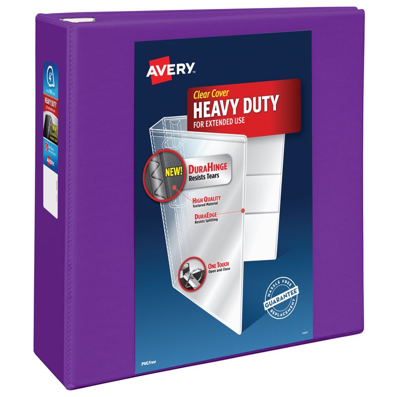 Heavy-Duty View Purple 4-Inch Binder with EZD Rings - Durable Organization