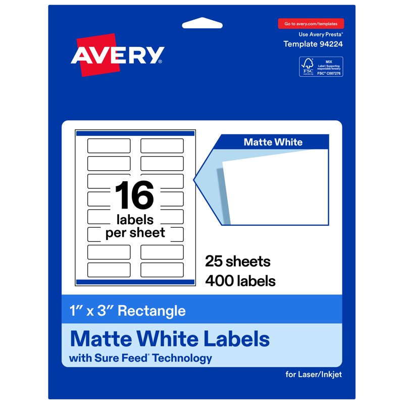 White Rectangle Labels for Printing - Matte Finish, Permanent Adhesive, Customizable Sizes