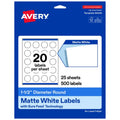 Matte White Round Labels - Printable Self-Adhesive Sticker Sheets 1.5" Diameter