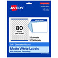 Matte White Round Labels - Customizable 3/4 Inch Diameter for Printing