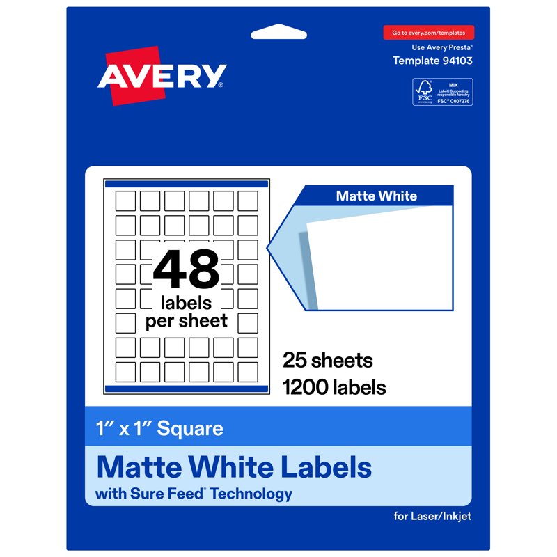 Matte White Square Labels for Printers - Customizable Pack of 1200+