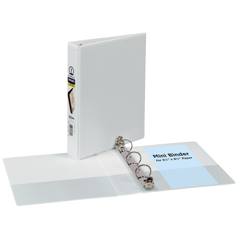 Mini View Binder with 1-Inch Round Rings, White, Durable & Compact