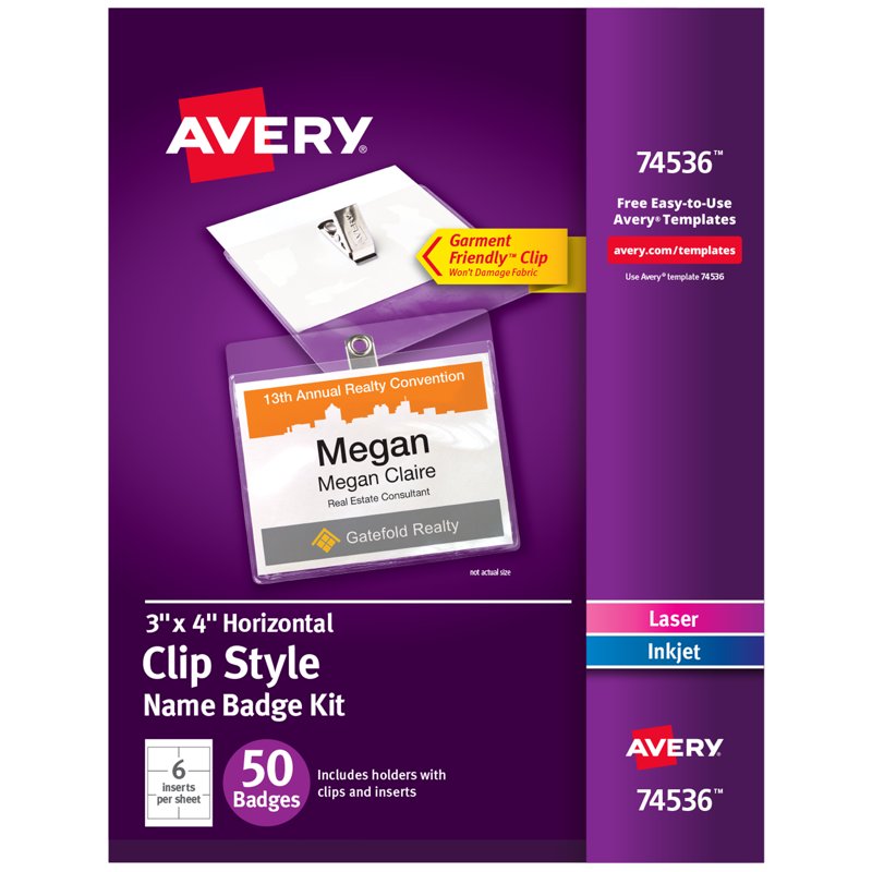 Name Badge Clips with Clear Holders for ID Cards - Pack of 50