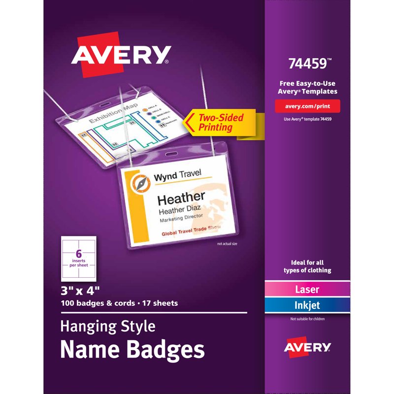 Name Badge Holders with Cords - 3 x 4 Inches, Pack of 100