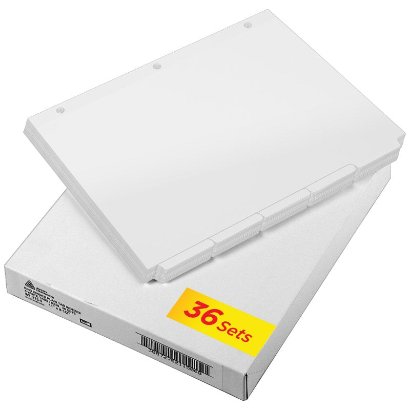 5-Tab Write-On Binder Dividers Set - 36 Pack Durable Organization