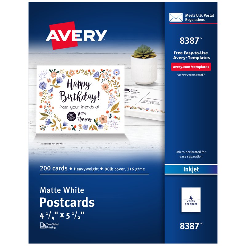 Customizable Matte White Postcards 4.25 x 5.5 Inches - Pack of 200
