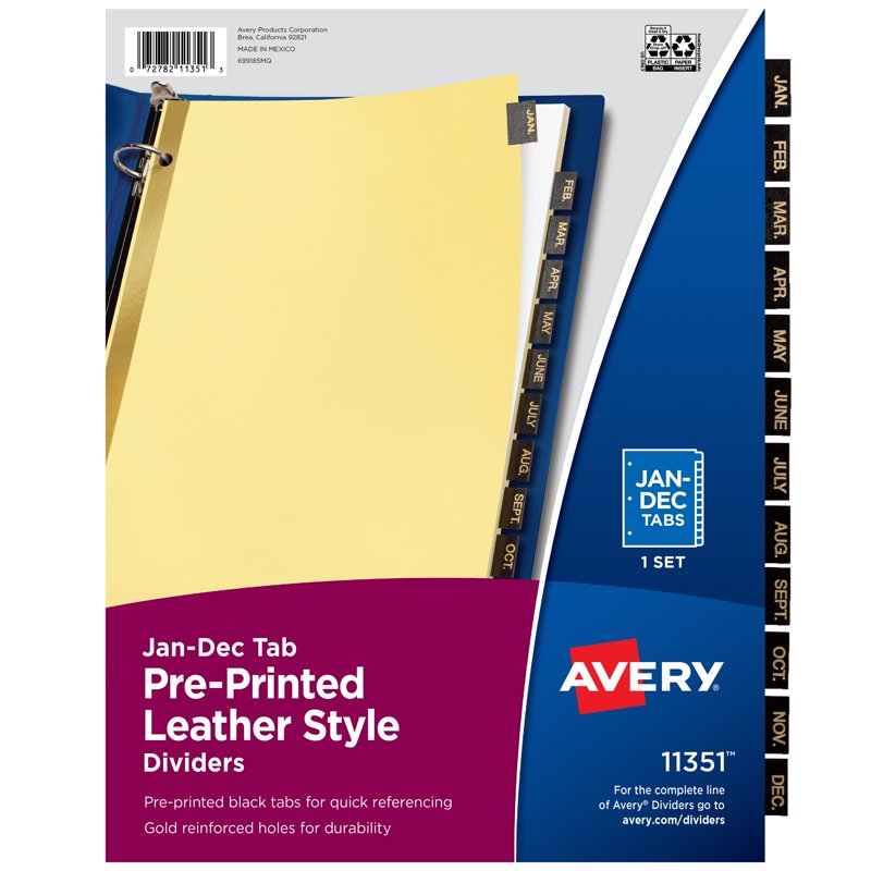 Avery A-Z Dividers with Leather Tabs, 25-Tab Set for Binders