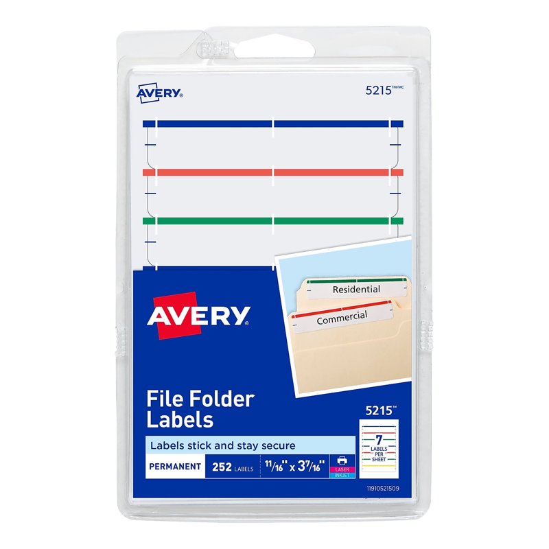Avery File Folder Labels Assorted 2/3" x 3-7/16" Permanent Adhesive Pack Variants