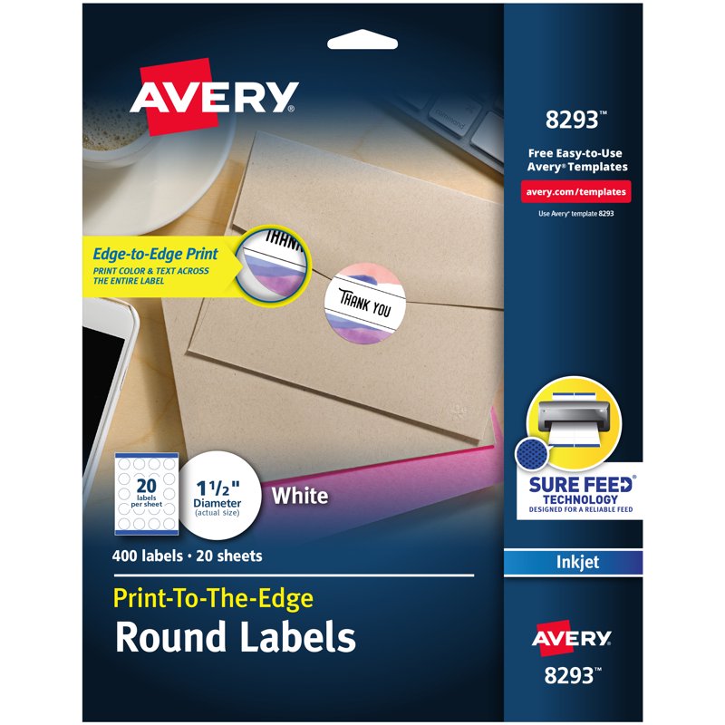 Printable White Circle Labels 1-1/2 Inch, Pack of 400 - Versatile Office & Craft Stickers
